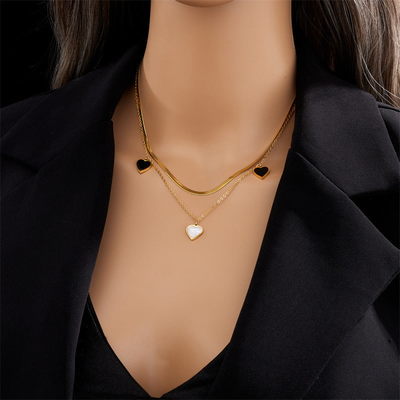 Double layer heart necklaces